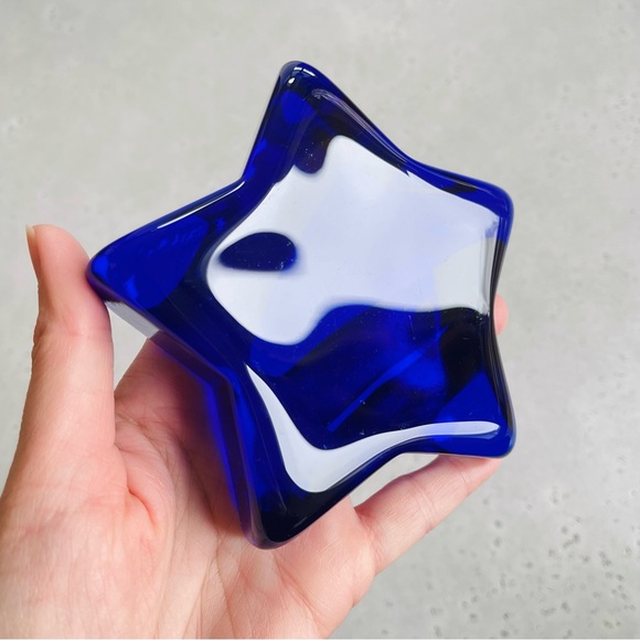 Vintage Other - Vintage Cobalt Blue Glass Star Paperweight Celestial Decor Art Sculpture